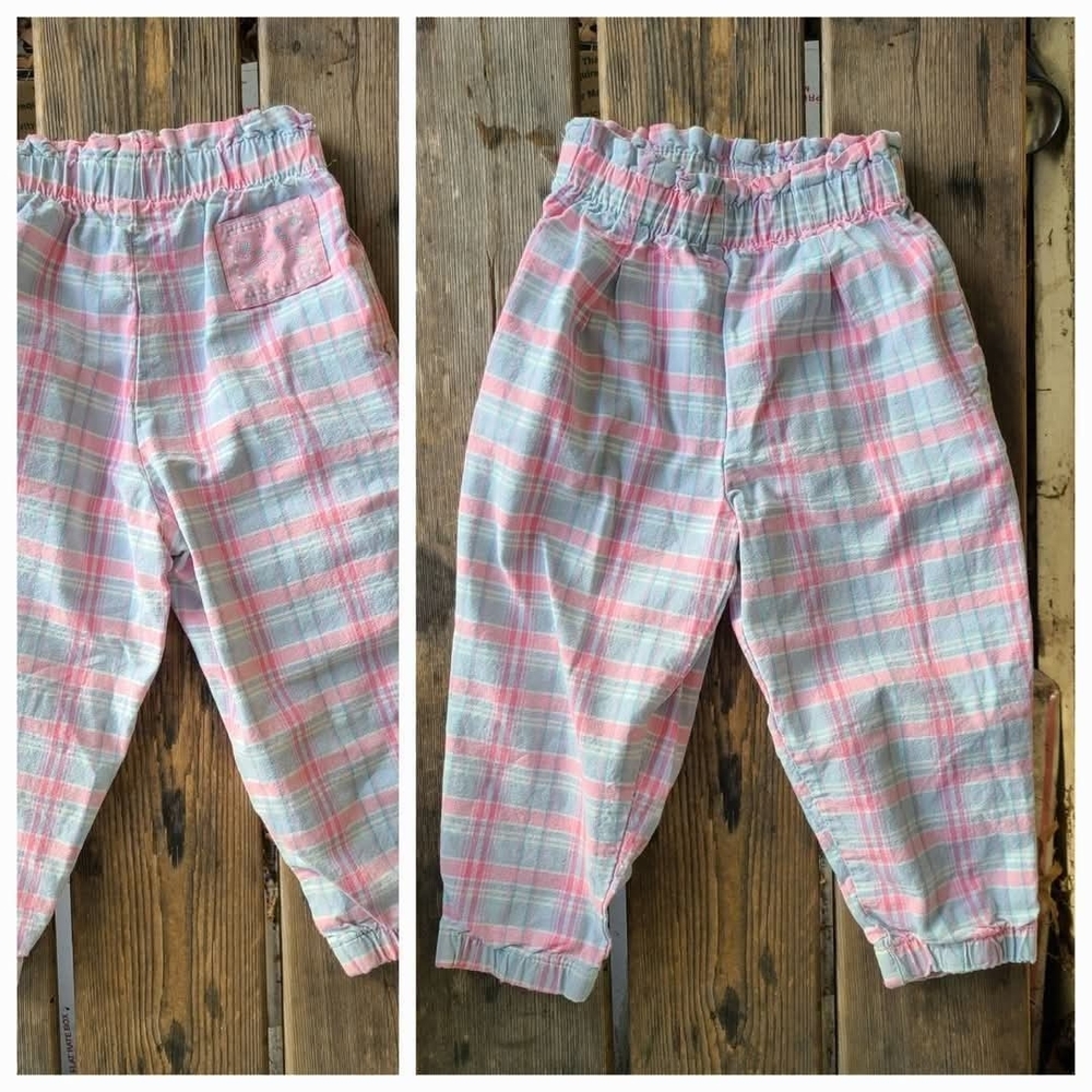 VINTAGE LEVI'S SZ 4T VGUC pastel plaid pink blue white loose fit pants jogger